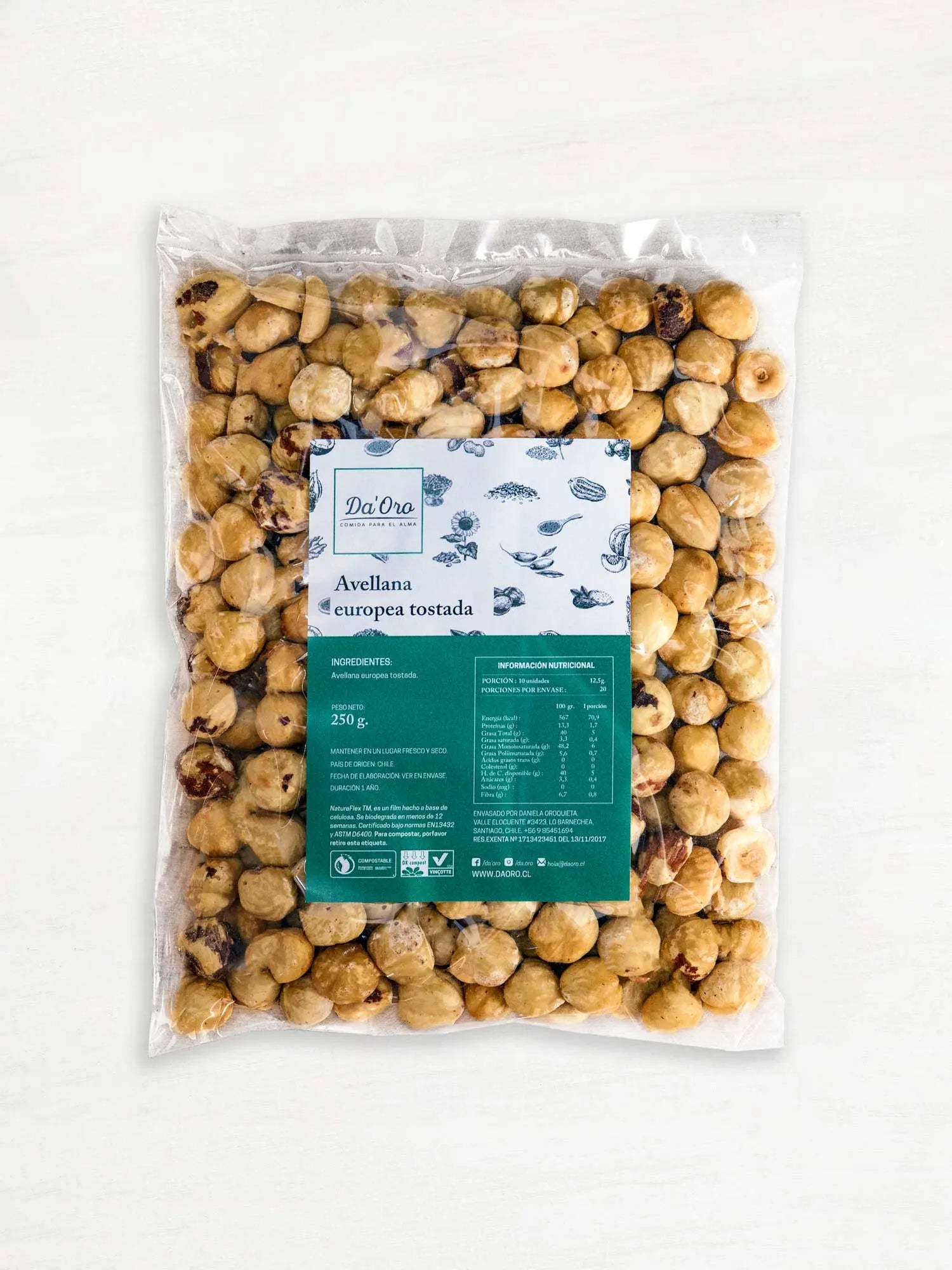 Avellana europea tostada 250g en bolsa compostable