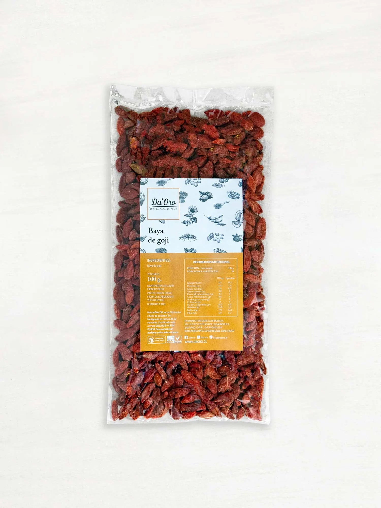Baya de goji 100g en bolsa compostable