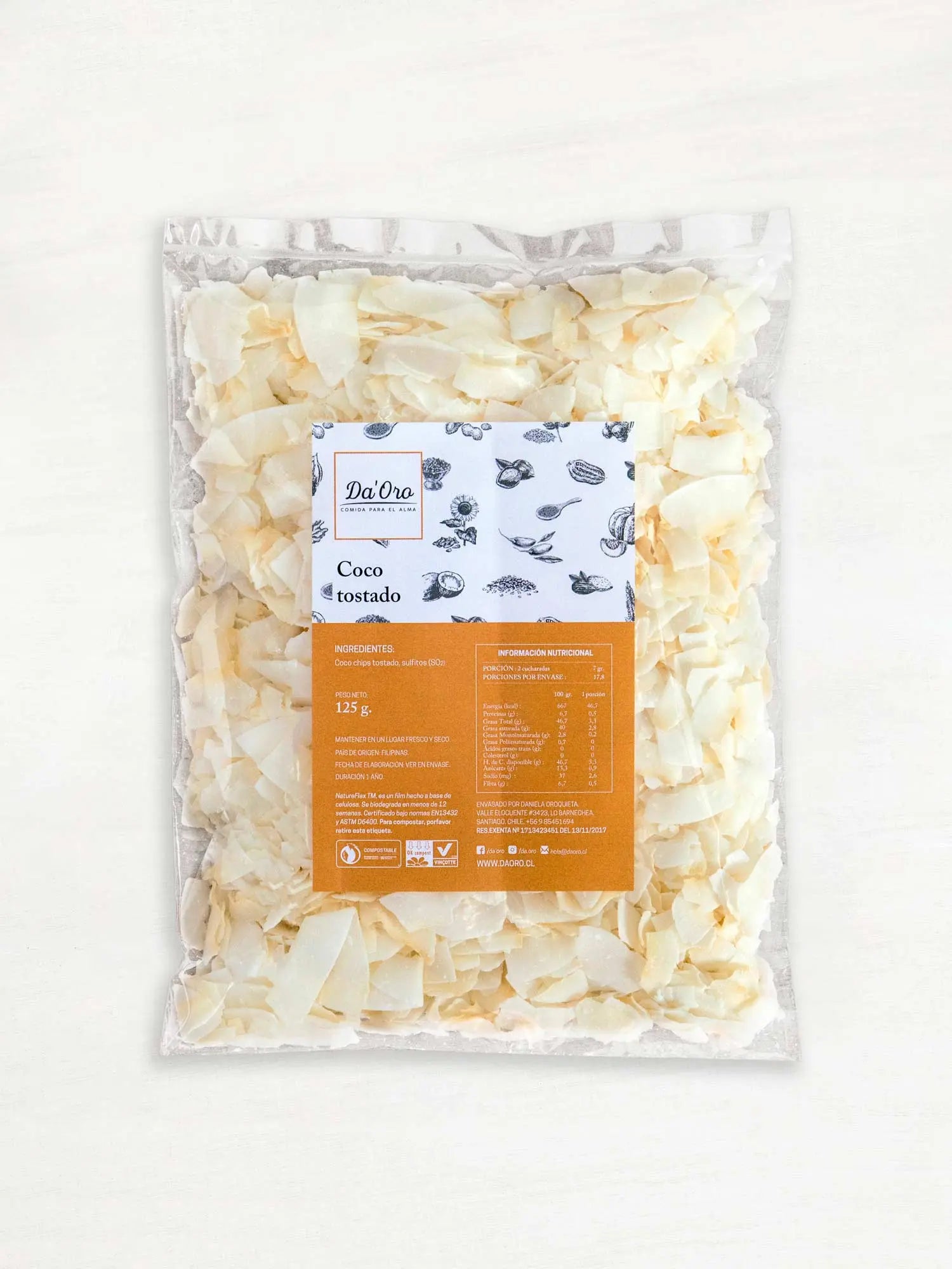 Coco laminado tostado 125g en bolsa compostable