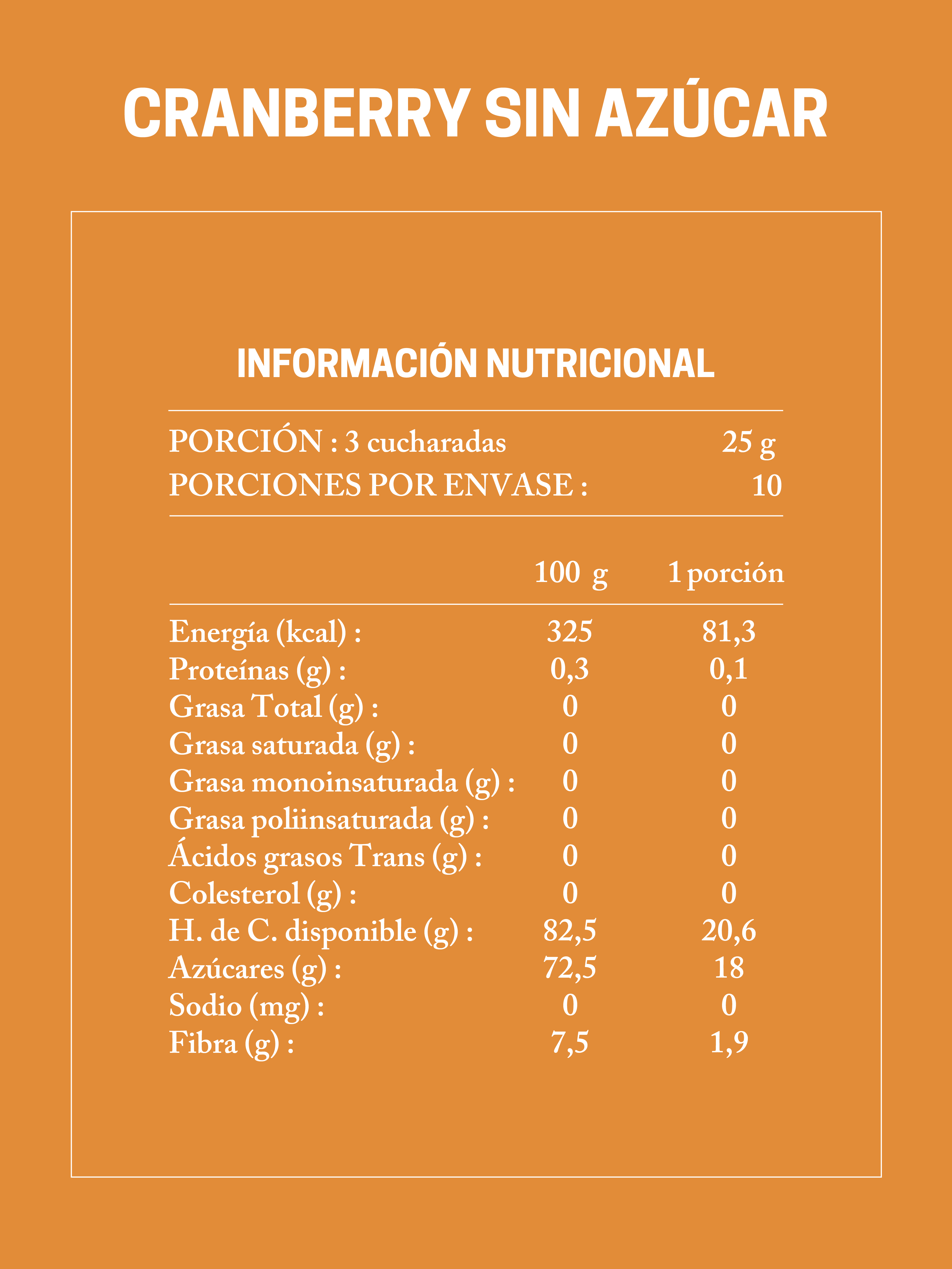 Cranberry Sin Azúcar 250g