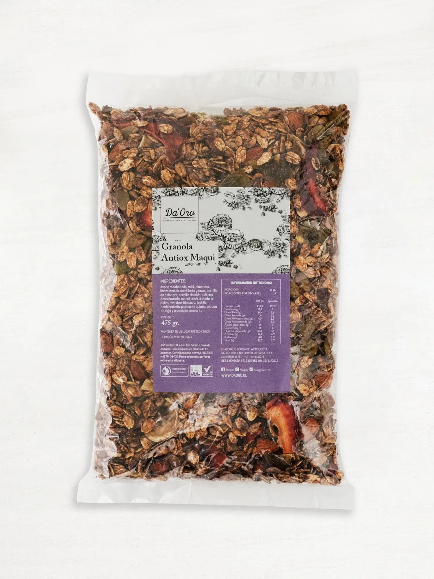 Bolsa de granola antiox maqui 475 gramos Da’Oro