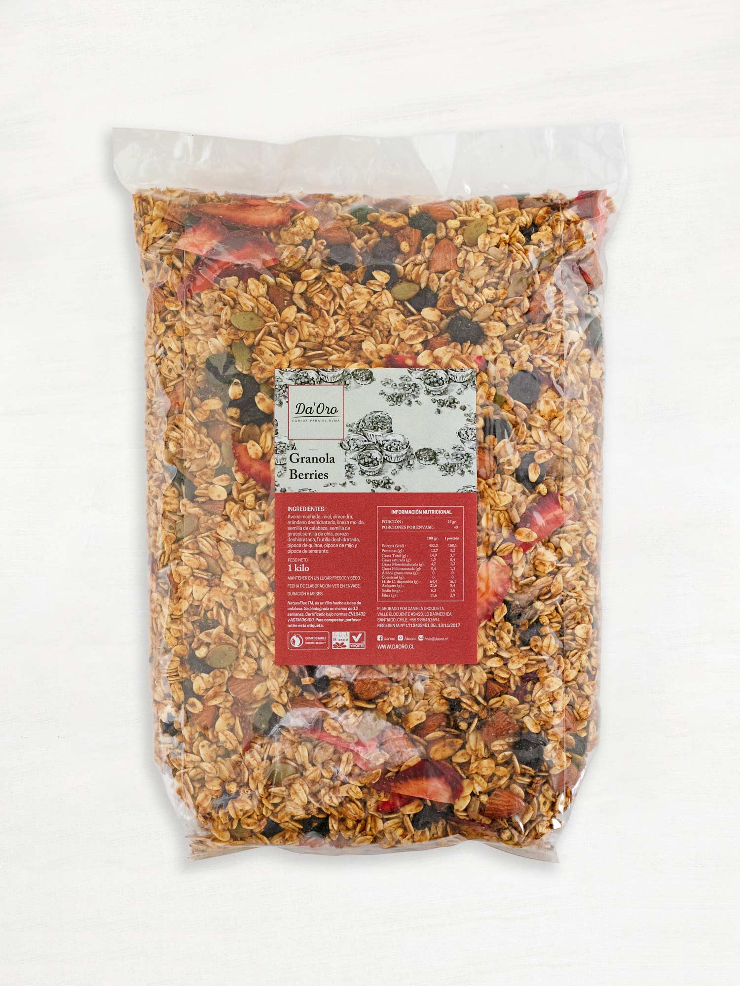 Bolsa de granola berries 1 kilo Da’Oro