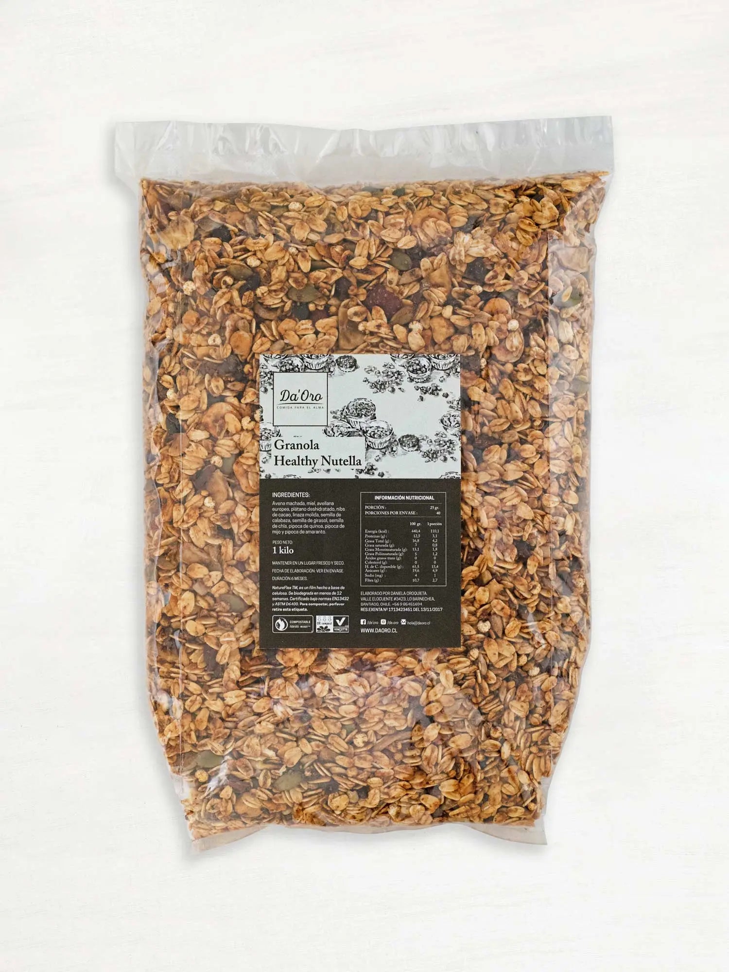 Bolsa de granola healthy nutella 1 kilo Da’Oro