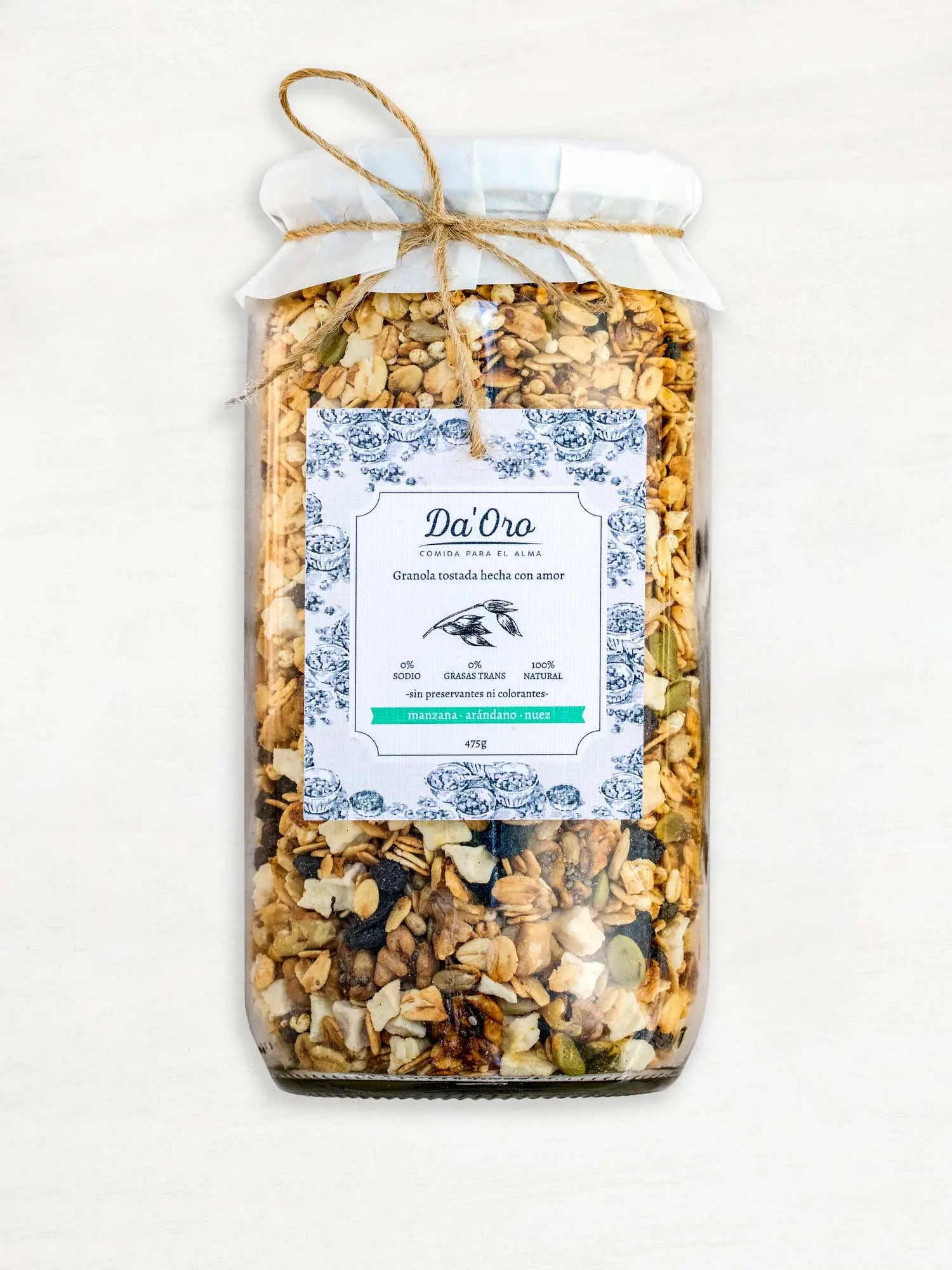 Granola Manzana Arándano Nuez 475g en frasco vidrio