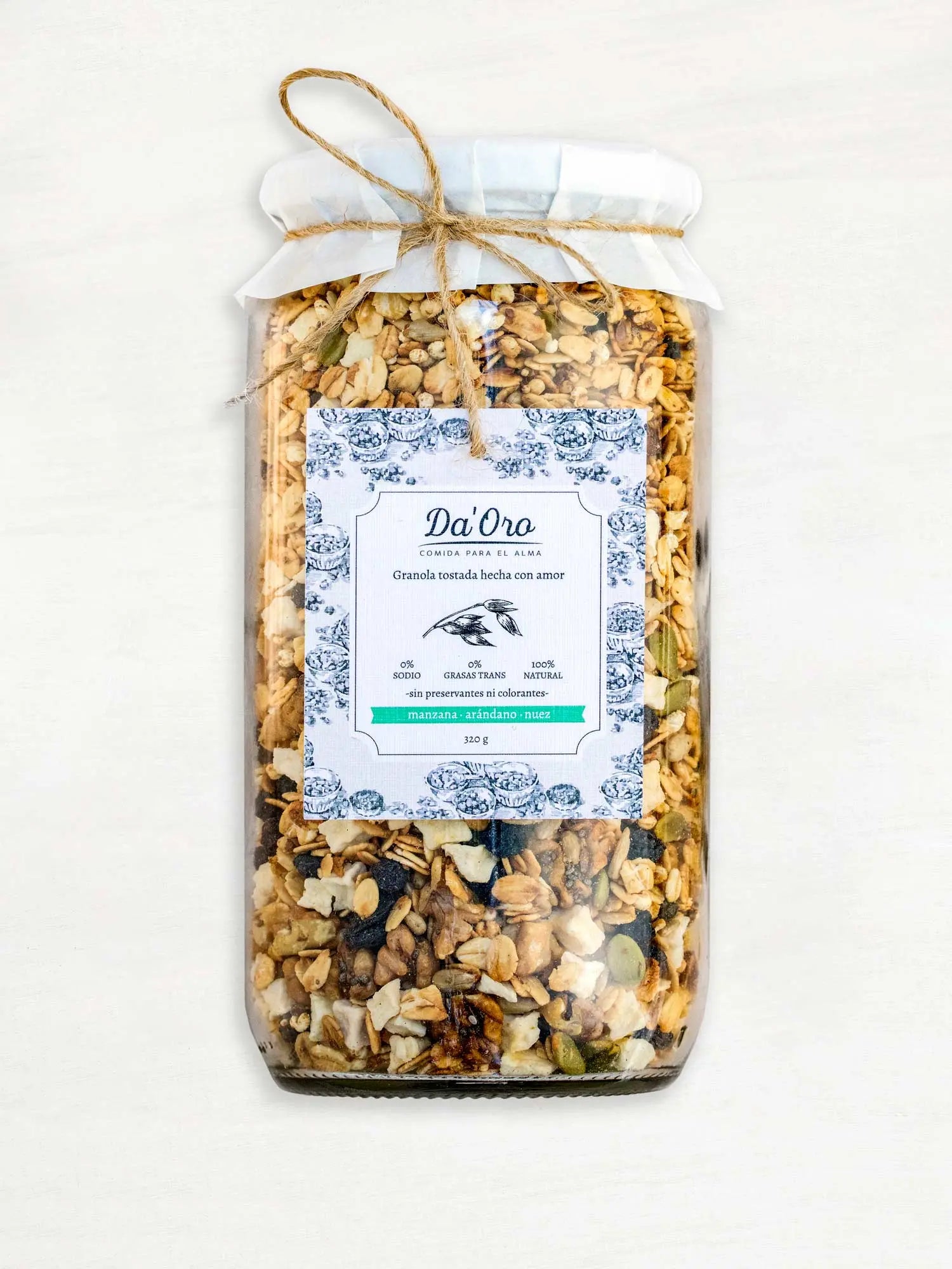 Granola Manzana Arándano Nuez 320g en frasco vidrio