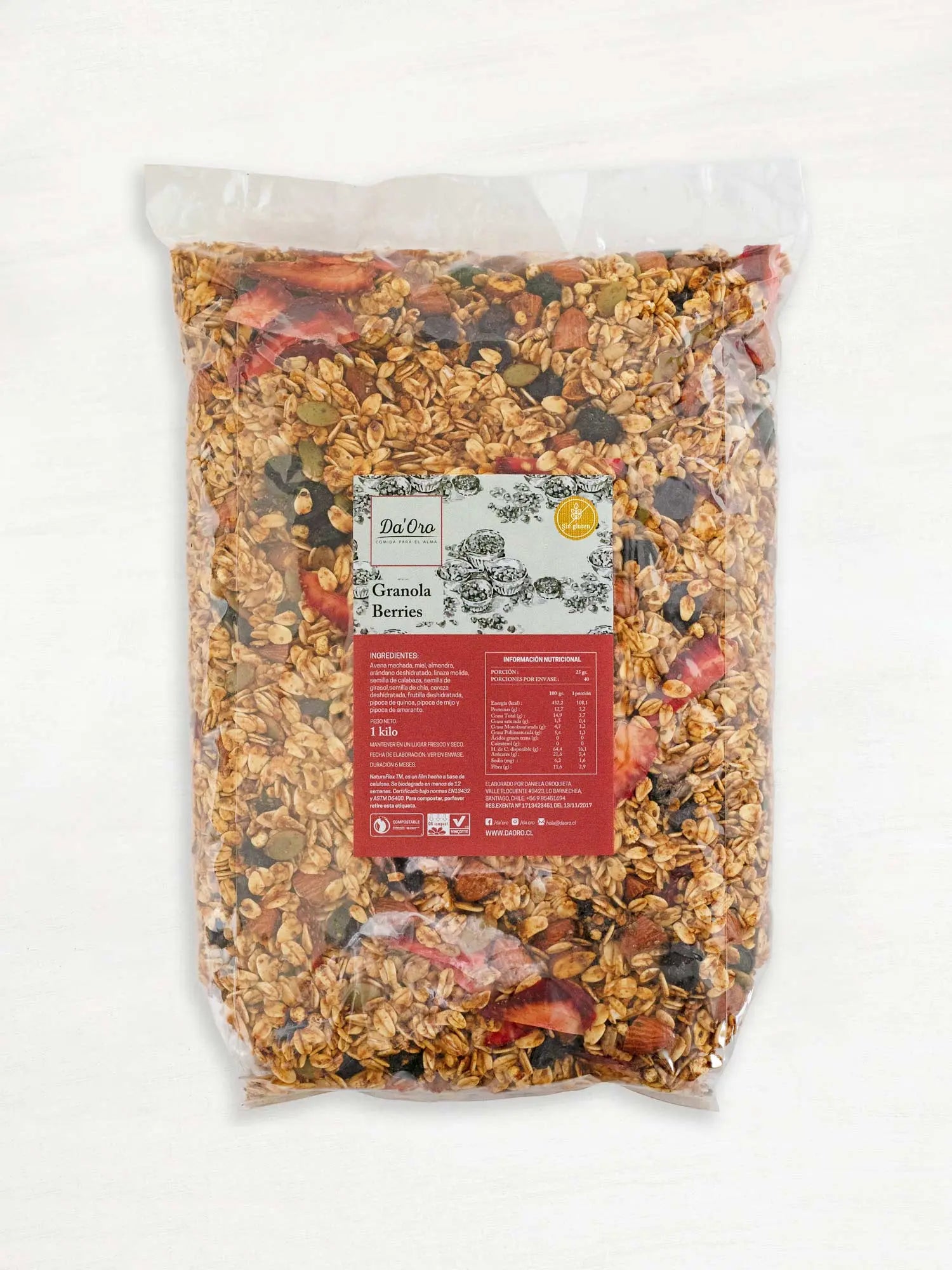 Granola Sin Gluten Berries Da’Oro en bolsa 1k