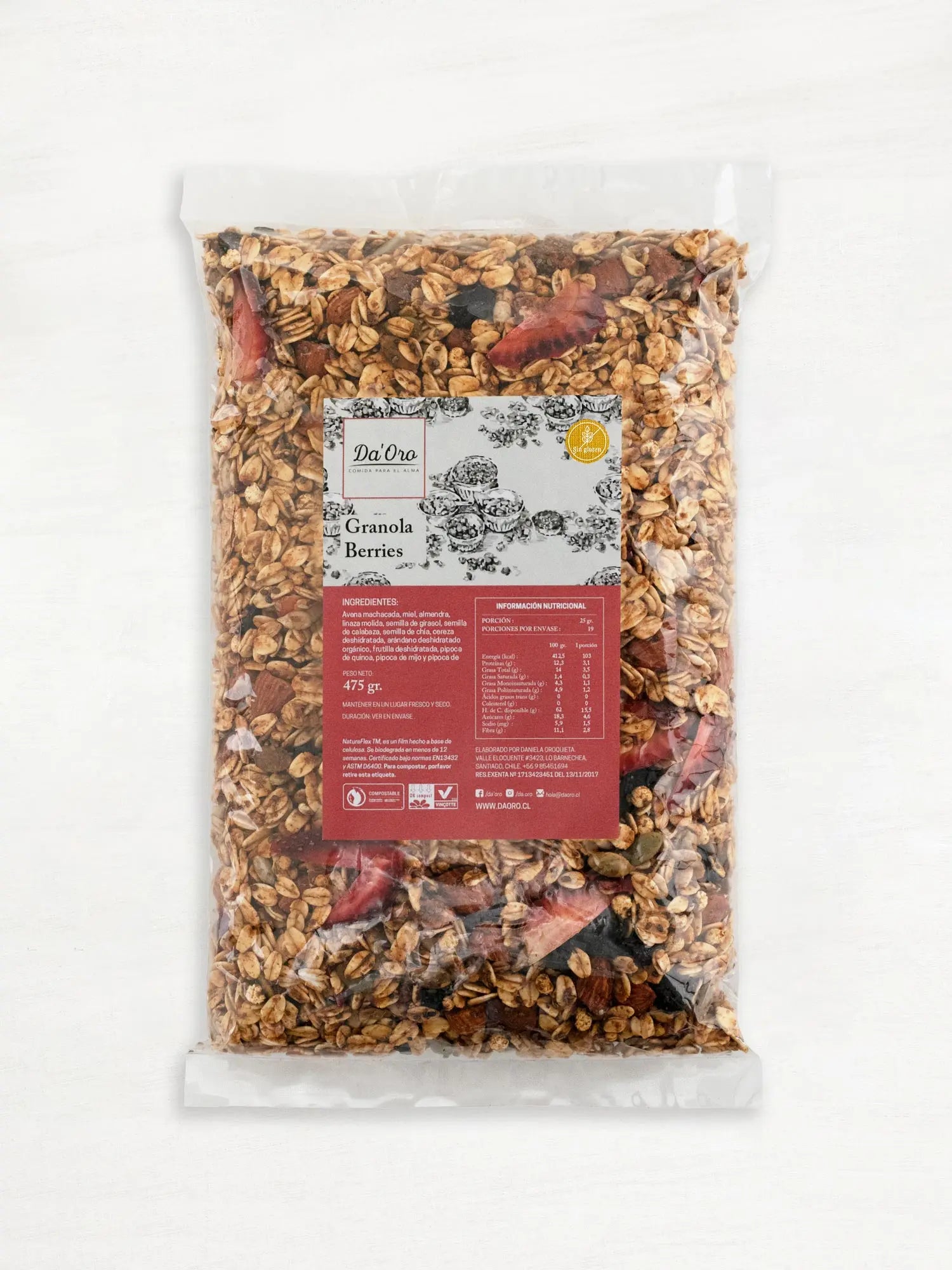 Bolsa de Granola Sin Gluten Berries 475g Da’Oro