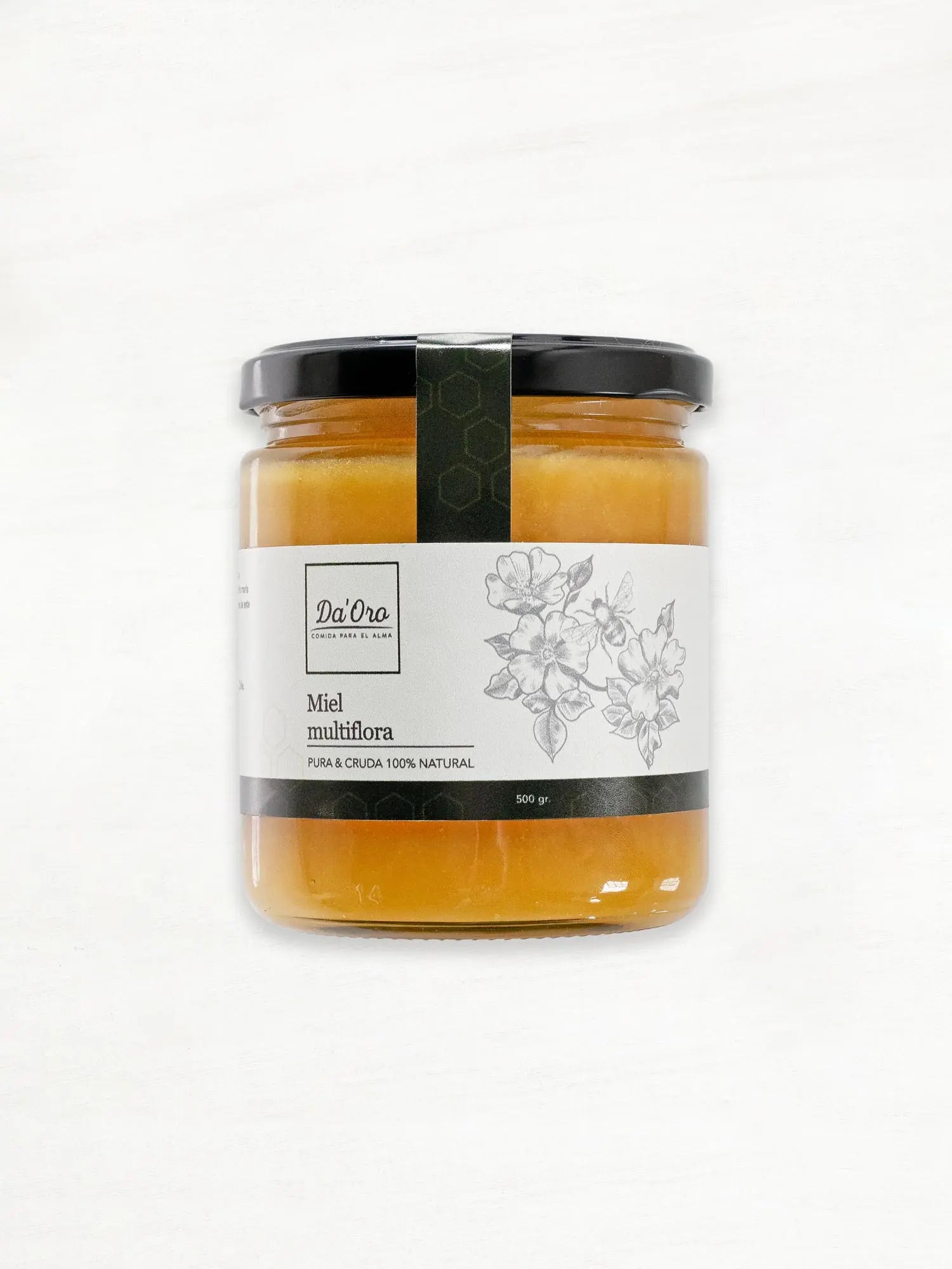 Frasco de vidrio 500g con Miel Multifloral Da'Oro