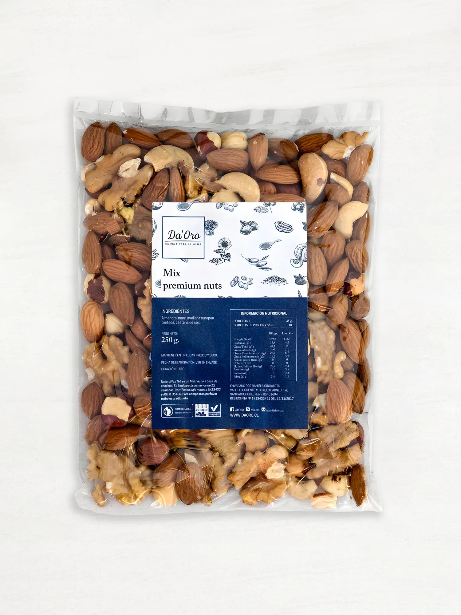 Bolsa de mix nuts premium 250g marca Da’Oro