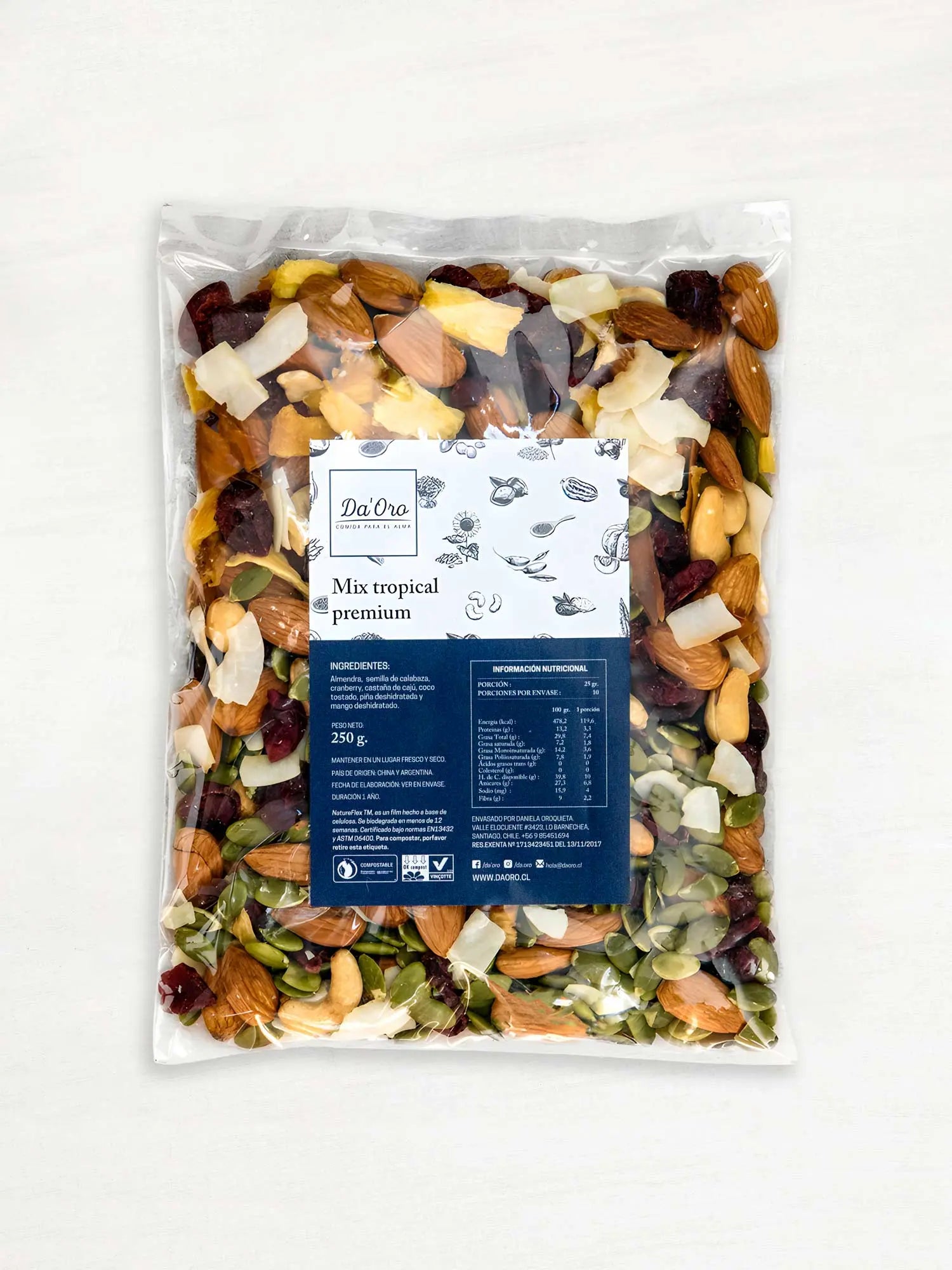 Bolsa de mix tropical premium 250g marca Da’Oro