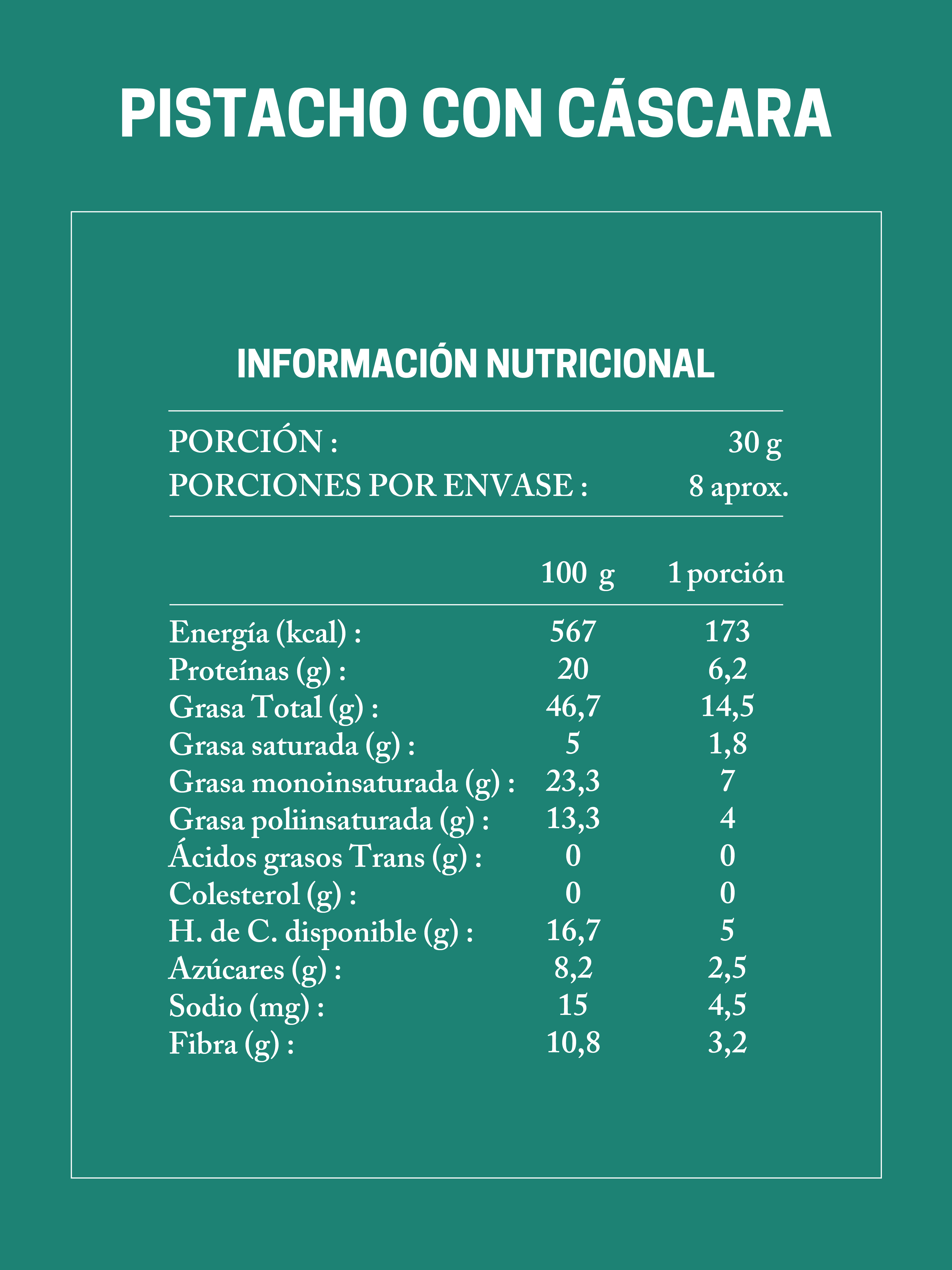Pistacho Tostado Con Cáscara Sin Sal