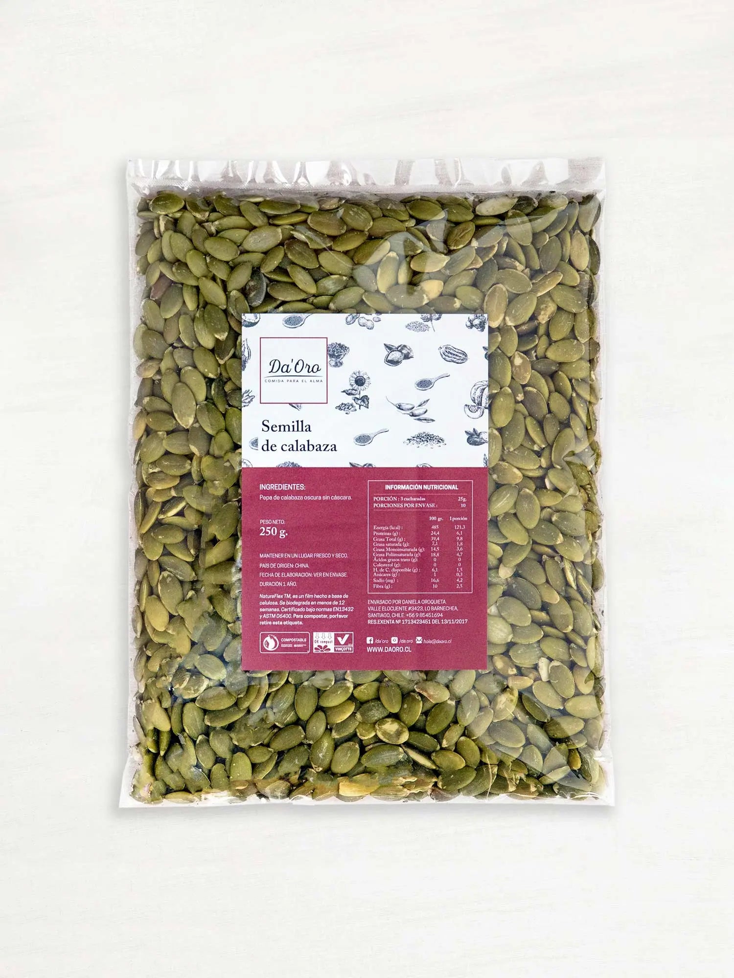 Bolsa de Semilla de Zapallo 250g Da’Oro