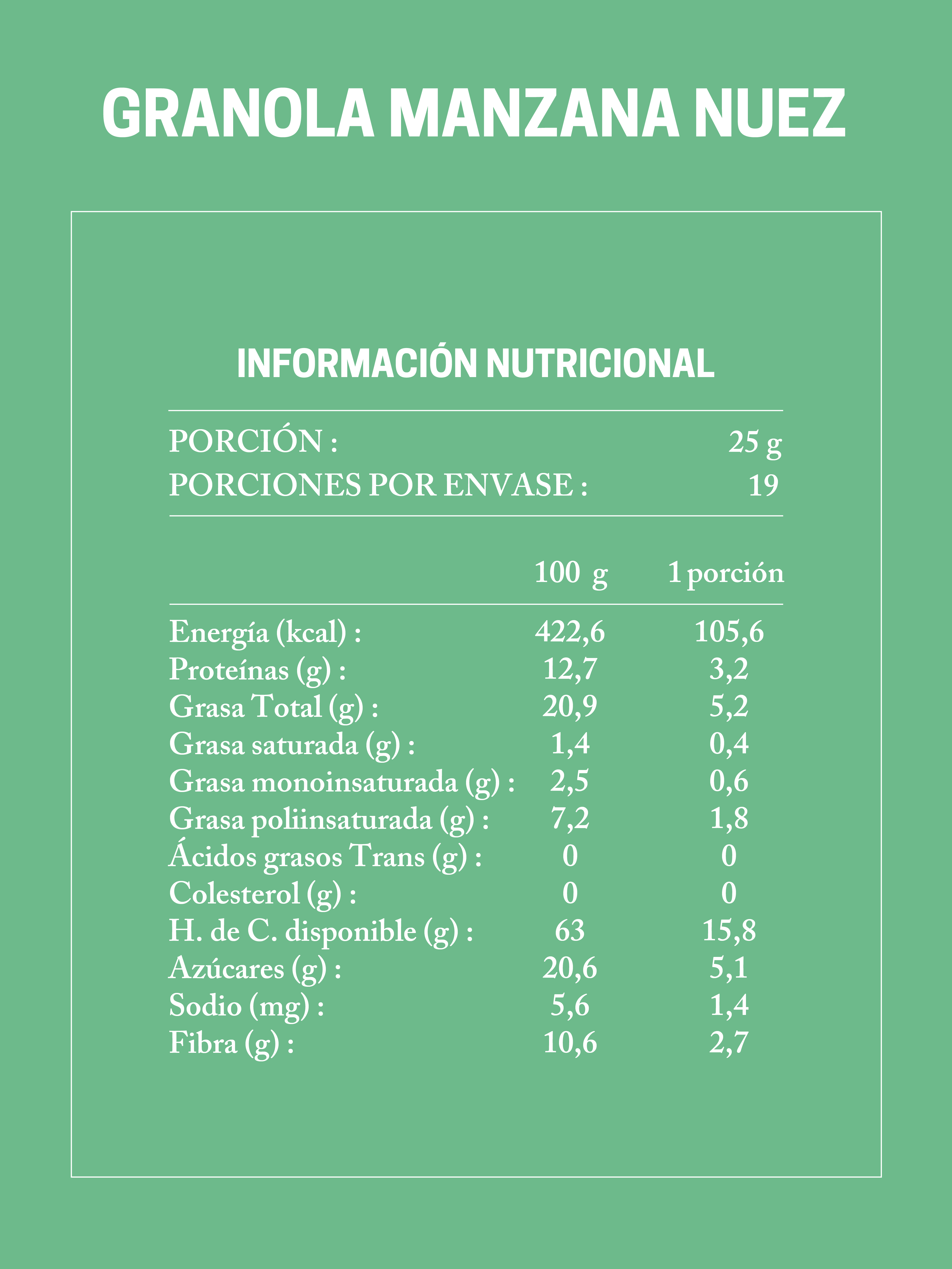 Granola Manzana Arándano Nuez