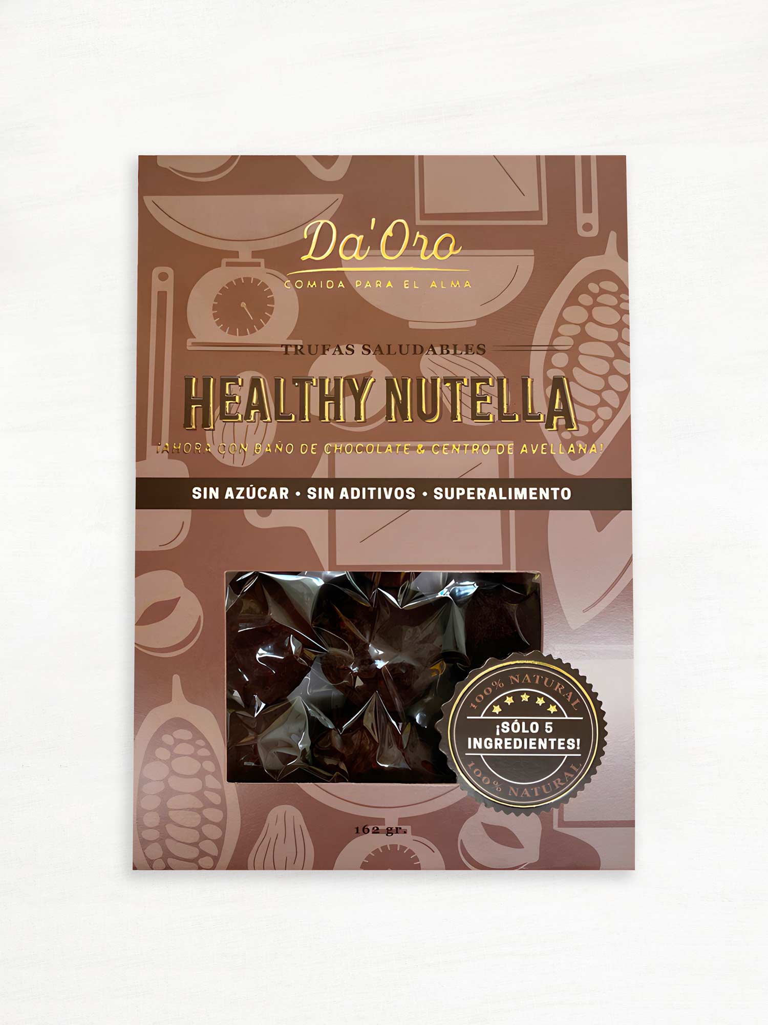 Trufa Healthy Nutella Gold Da'Oro 162g en envase de cartón