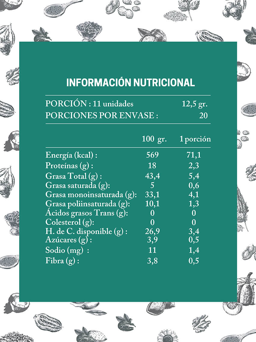 Tabla Nutricional Almendra Natural Da'Oro
