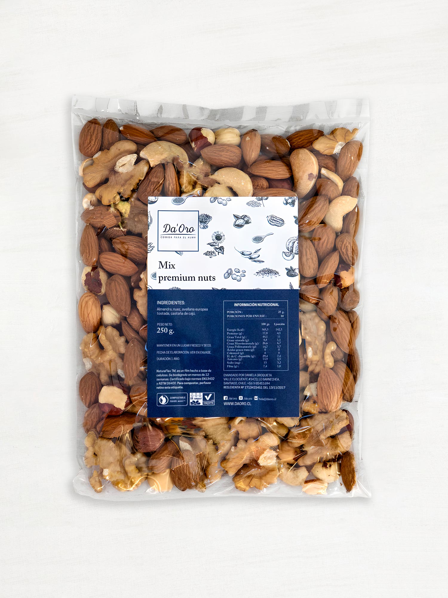 Bolsa de mix nuts premium 250g marca Da’Oro