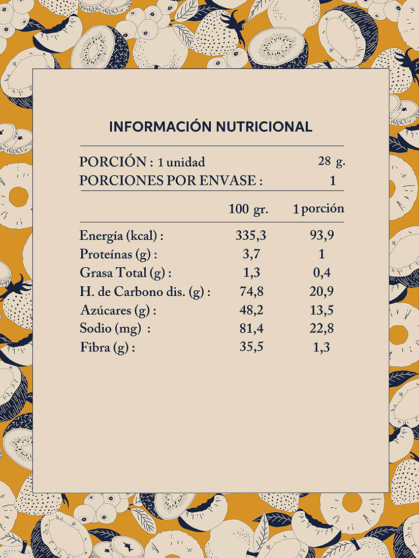 Tabla Nutricional Snack Fruta Energy Da'Oro