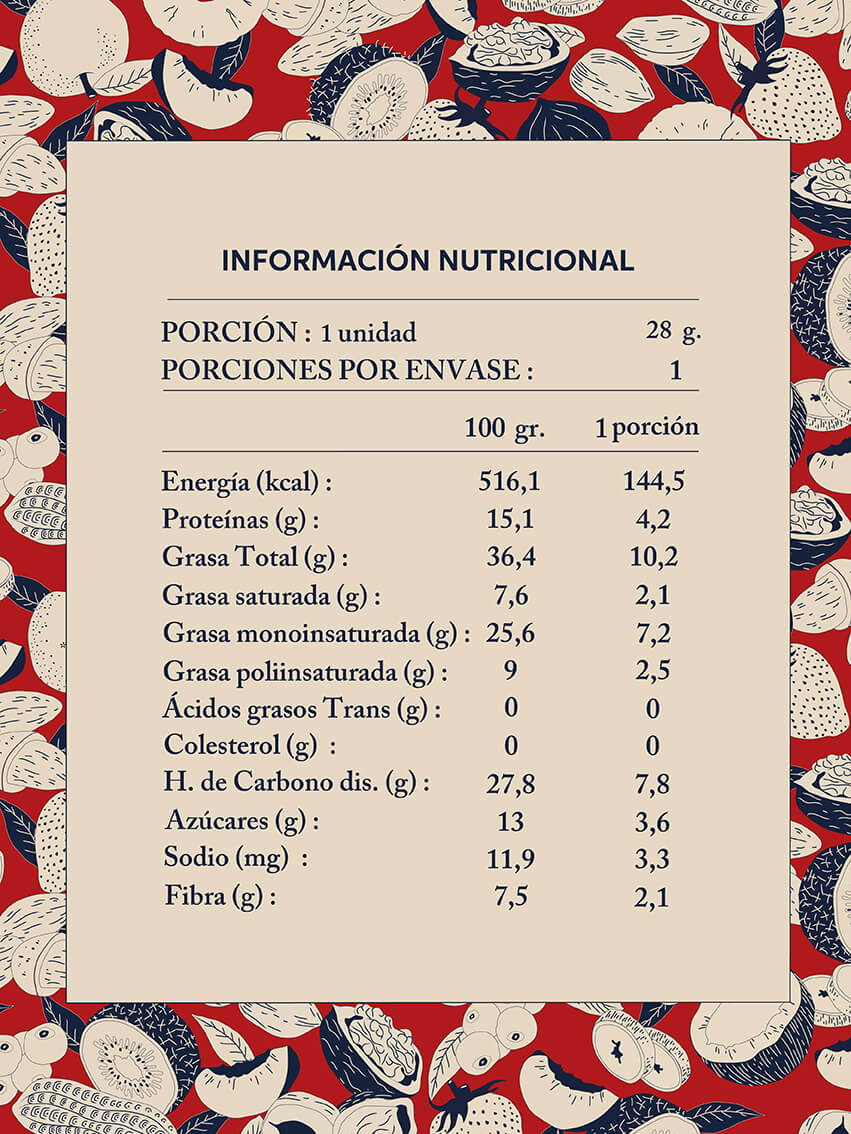 Tabla Nutricional Snack Mix Banana Nutella Da'Oro