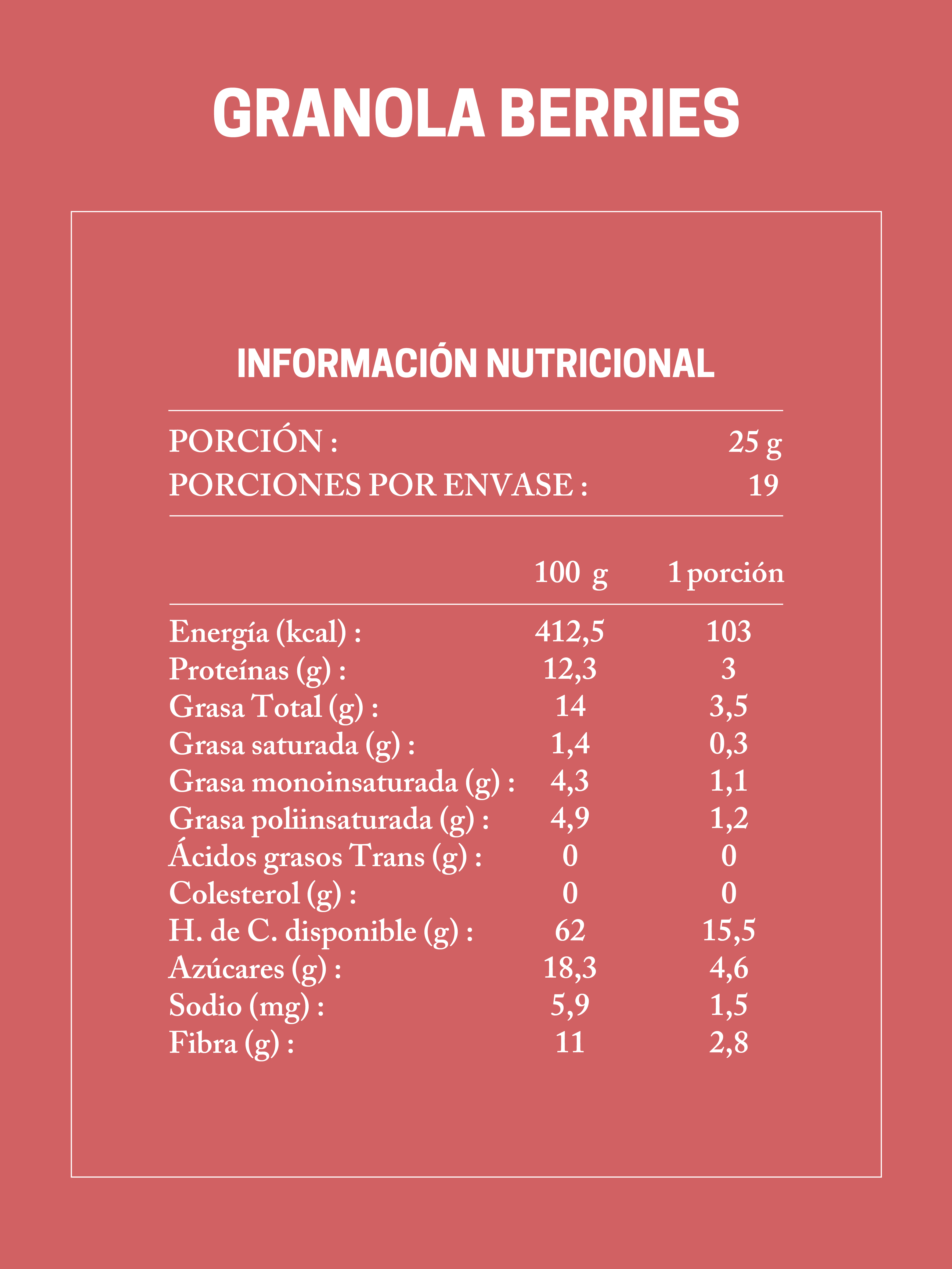 Granola Berries de Frutos Rojos