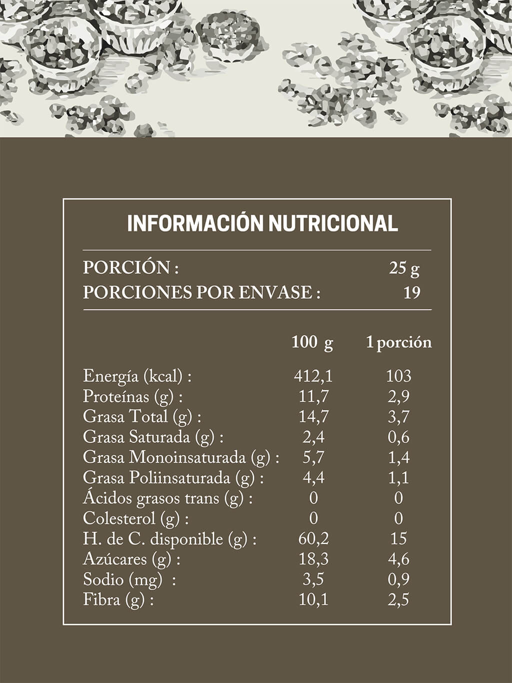 Tabla Nutricional Granola Healthy Nutella Da'Oro