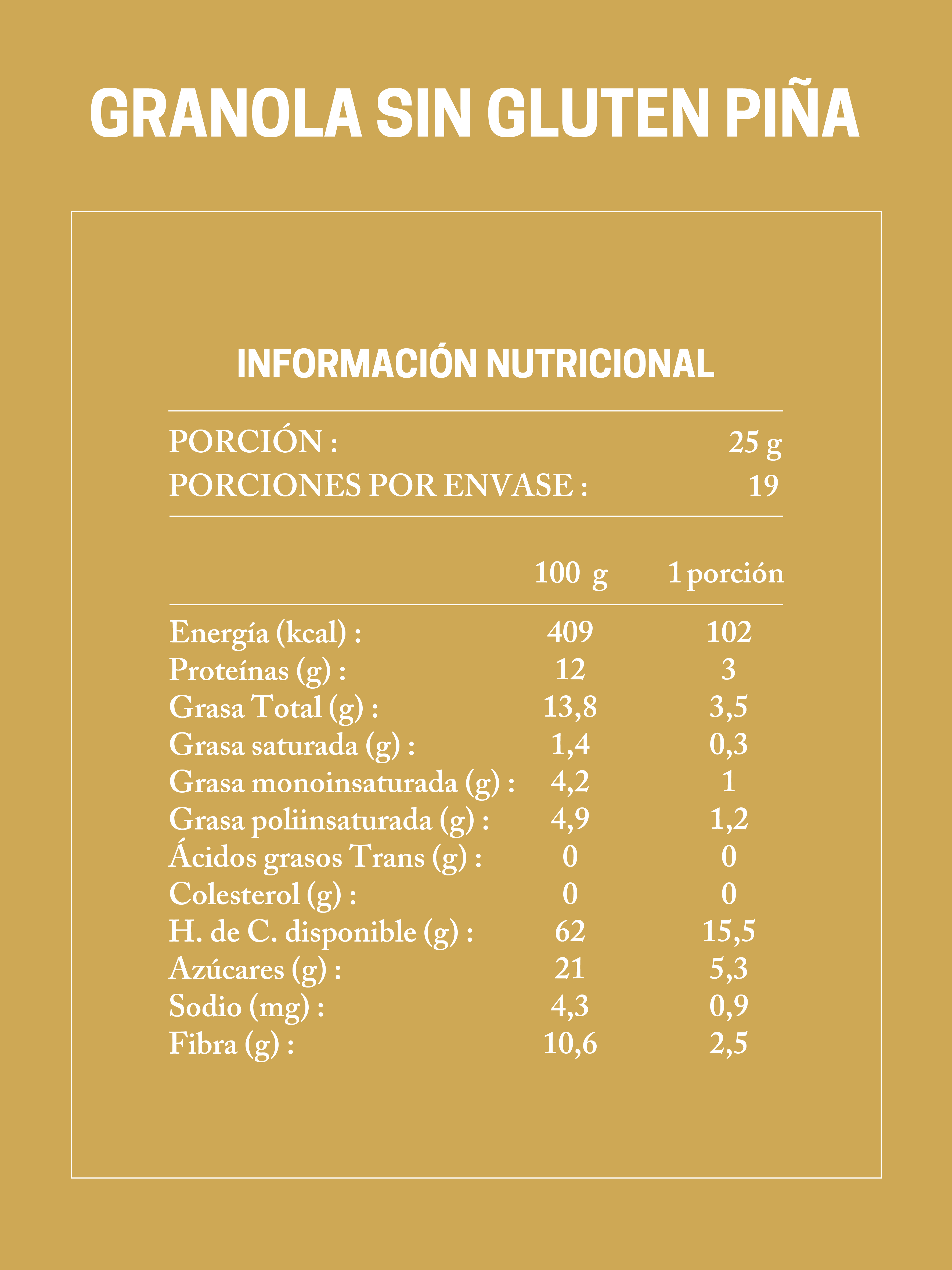Granola Sin Gluten Detox Piña