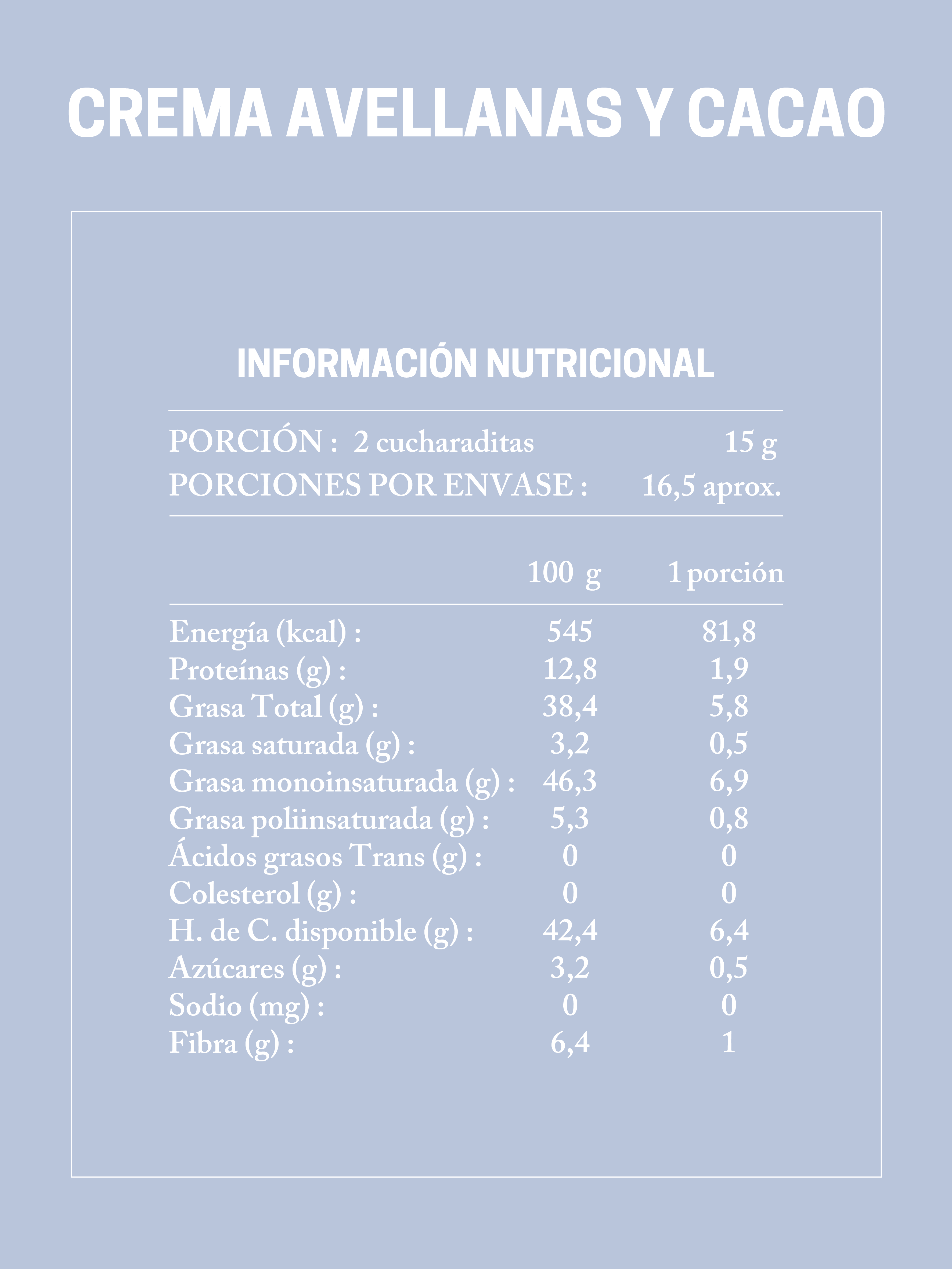 Crema de Avellanas y Cacao Sin Azúcar
