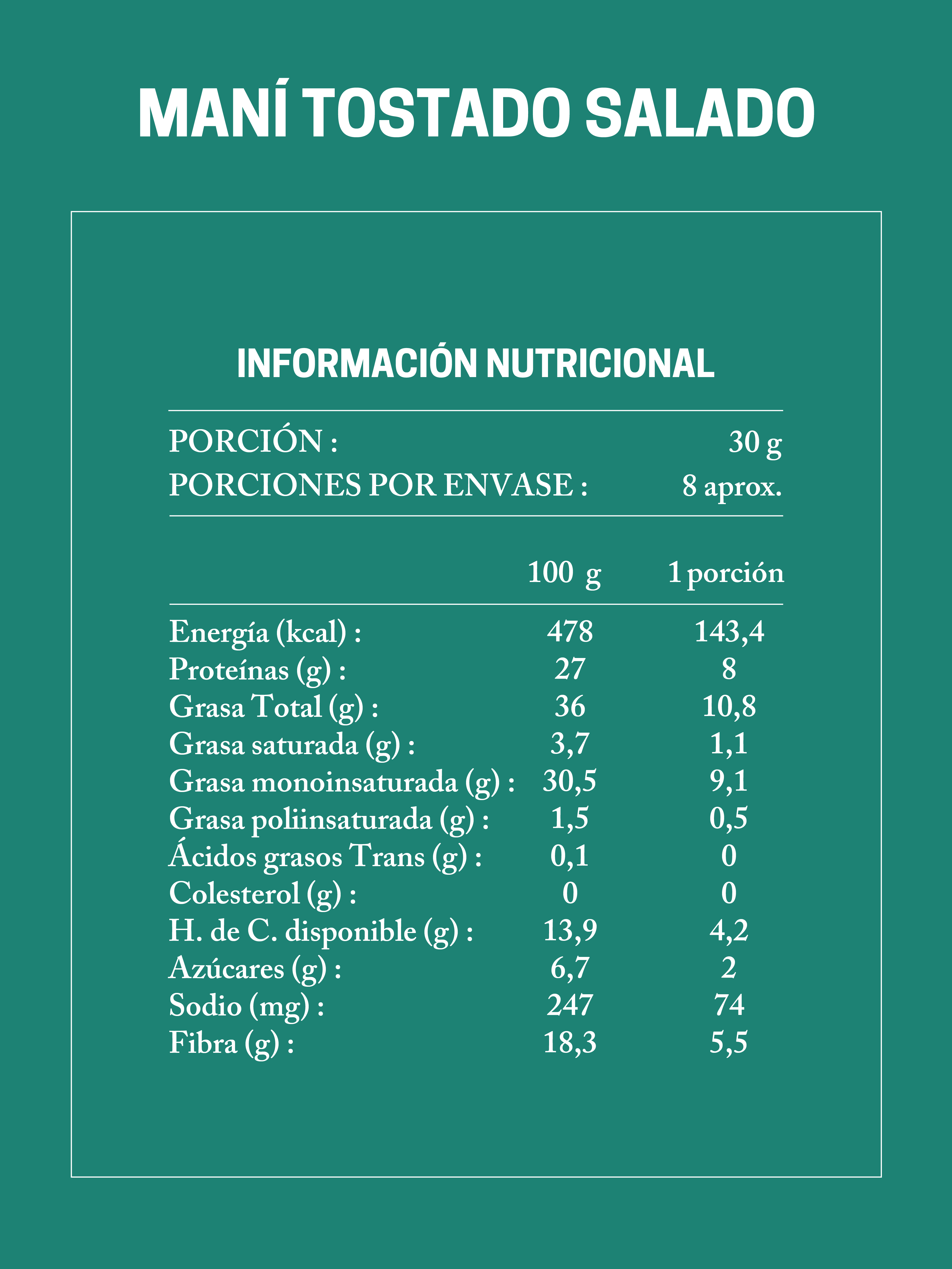 Maní Tostado Salado 250 g